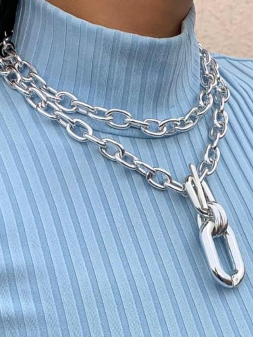 New - Chunky Choker Necklaces Thick Layered Necklace Chain Punk Accessories
